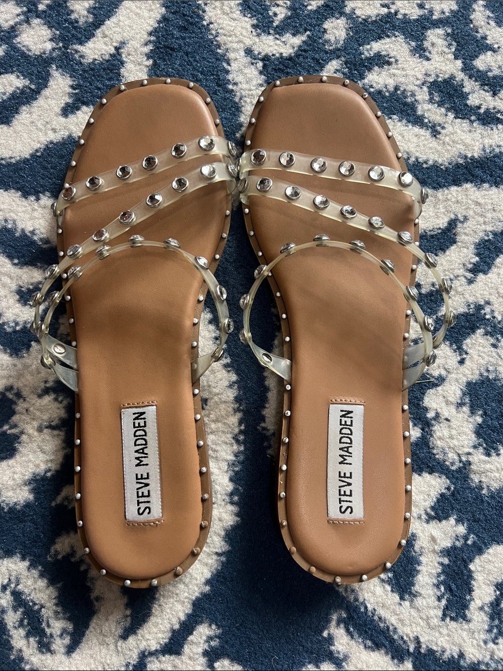 Steve Madden Clear Studded Slide Sandals
